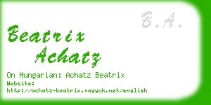 beatrix achatz business card